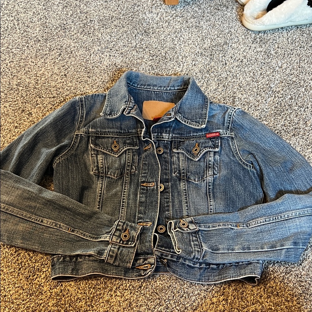 Guess Crop Blue Denim Jean Jacket